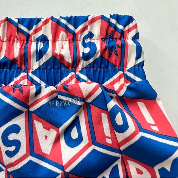 Adidas x FARM Rio Pacer Shorts, Color Bright Red / Signal Cyan, Size M, NWT - Picture 13 of 16